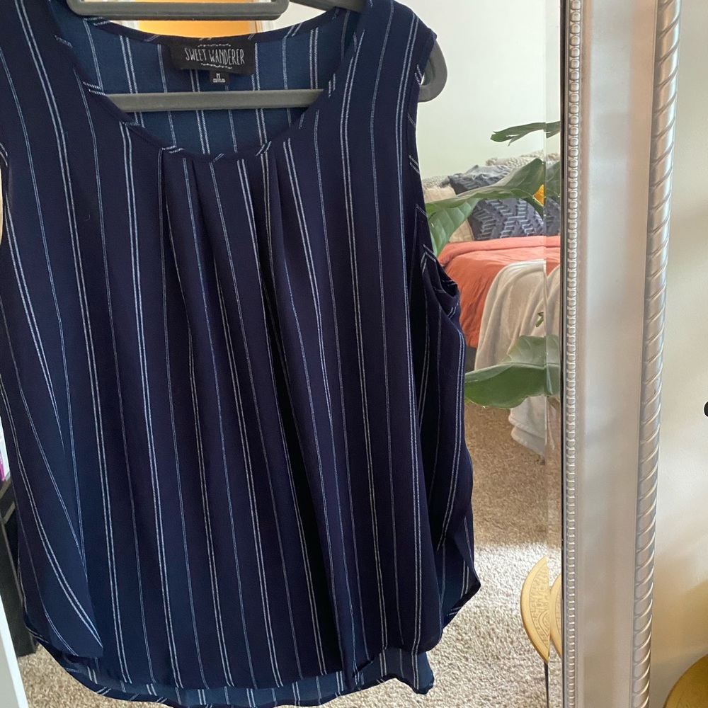 Blue Sleeveless Blouse